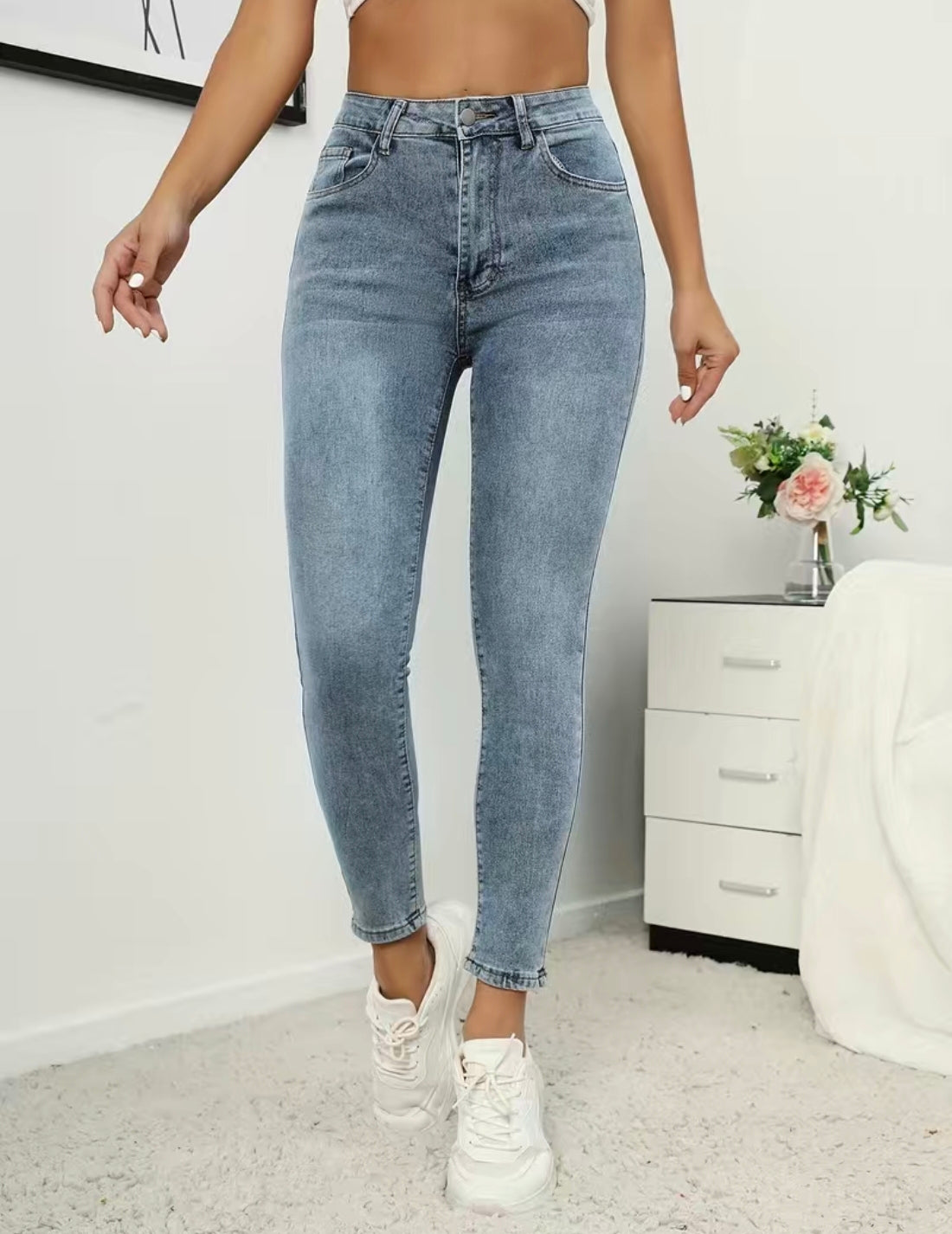 🇬🇧High Rise Skinny Jeans with Pockets