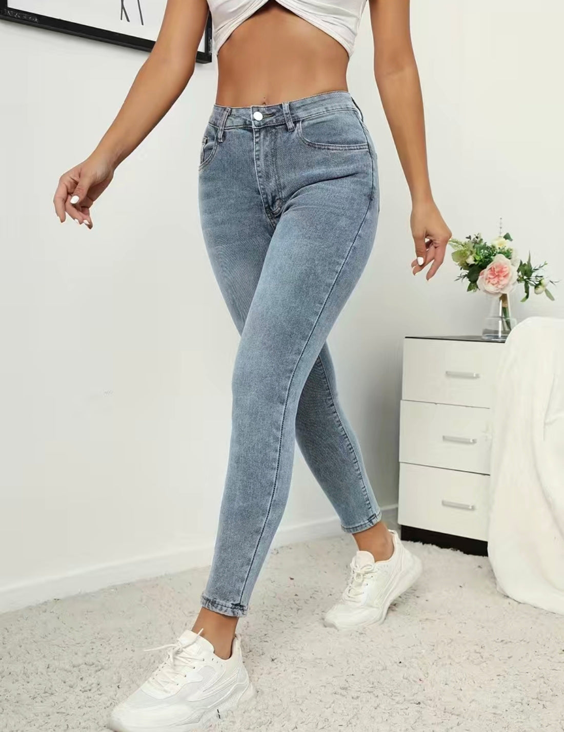 🇬🇧High Rise Skinny Jeans with Pockets