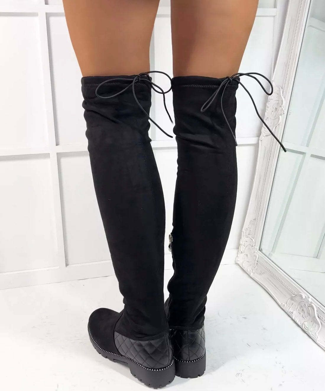 🇬🇧Knee High Faux Suede Calf Zipped Boots