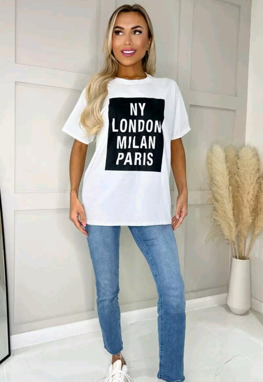 🇬🇧NY London Milan Paris Oversized Tshirt - 2 Colours