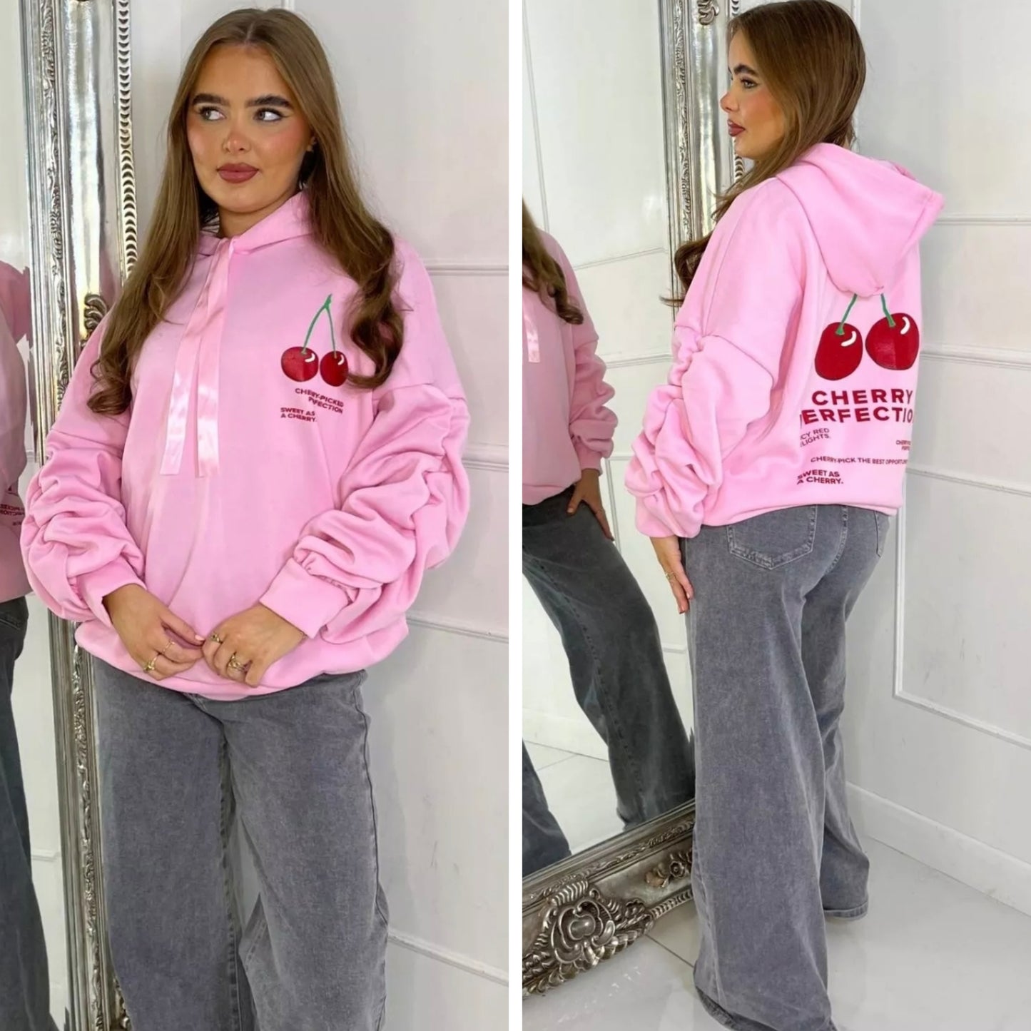 🇬🇧Ruched Sleeve Cherry Perfection Hoodie - 7 Colours