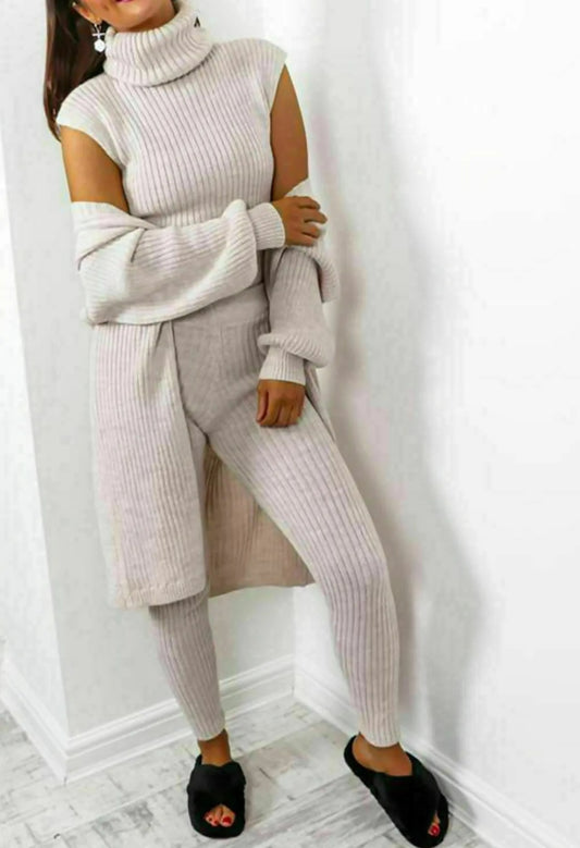 🇬🇧Roll Neck 3PC Loungewear - Stone