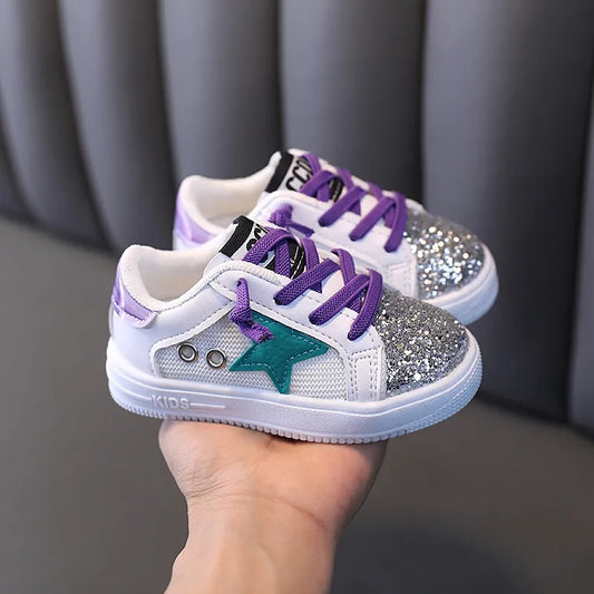 🇬🇧Kids Glitter Sparkle Trainers - Purple