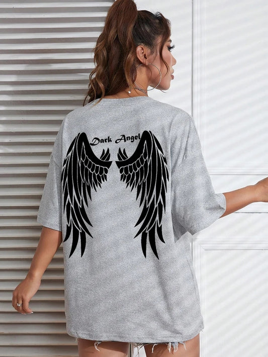 🇬🇧Dark Angel Back Print Tshirt - Grey