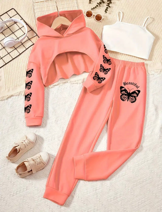 🇬🇧3Pc Butterfly Tracksuit - Coral