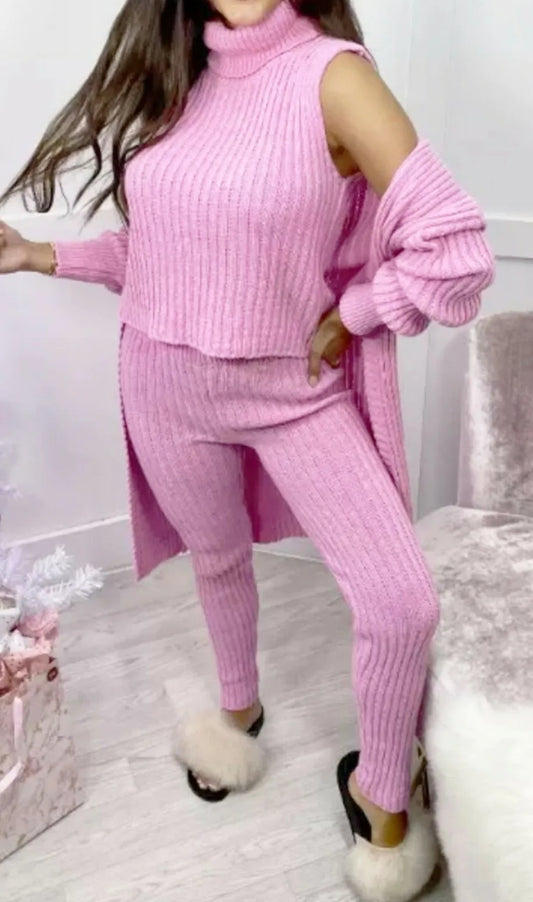 🇬🇧Roll Neck 3PC Loungewear - Pink