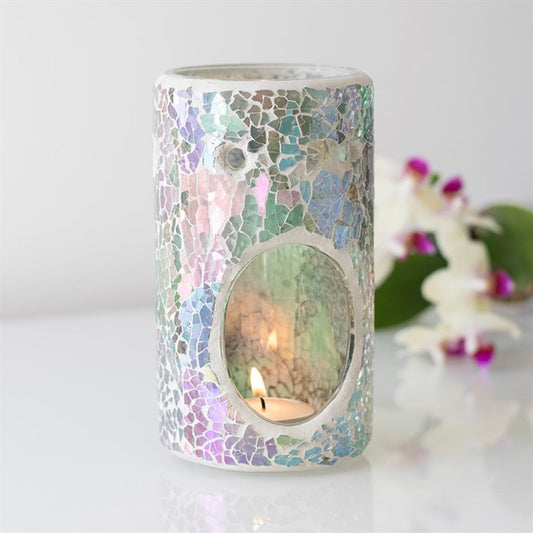 🇬🇧Pillar Light Blue Iridescent Crackle Oil Burner